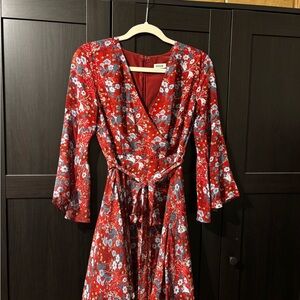 Essue Burgundy and Blue Floral Dress